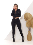 Jaqueta Feminina de Algodão Jeans Cropped Barra Desfiada Bellizzi 