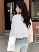 Jaqueta Feminina Teddy Branca de Poliéster Casual Outono Bellizzi 