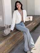 Jaqueta Feminina Teddy Branca de Poliéster Casual Outono Bellizzi 