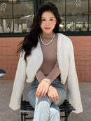 Jaqueta Feminina Teddy Branca de Poliéster Casual Outono Bellizzi 