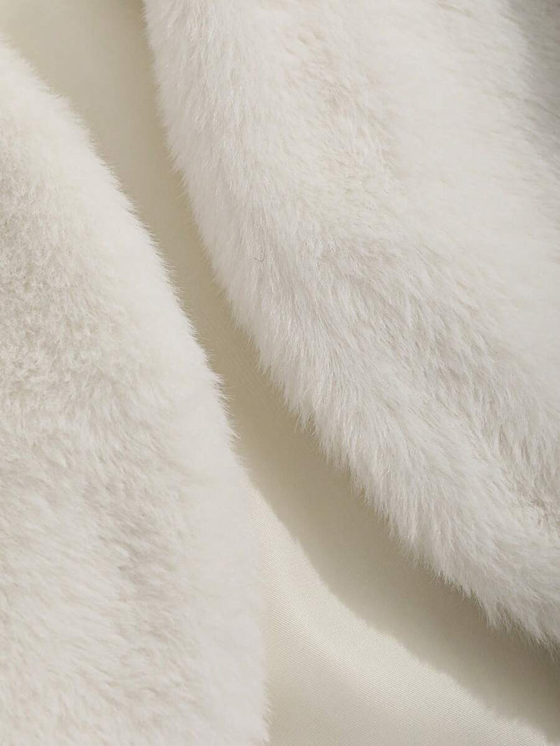 Jaqueta Feminina Teddy Branca de Poliéster Casual Outono Bellizzi 