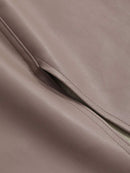 Dazy Star Saia de Couro PU com Cintura Alta e Abertura Lateral, Saia Lápis de Outono e Inverno Bellizzi 