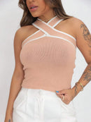 Blusa Feminina Listrada Tricot Modal Preto e Branco Casual Leve Bellizzi 