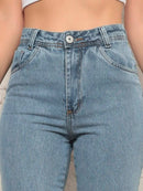 Calça Jeans Mom Feminina Jeans Sem Elastano com Cinto Casual Bellizzi 