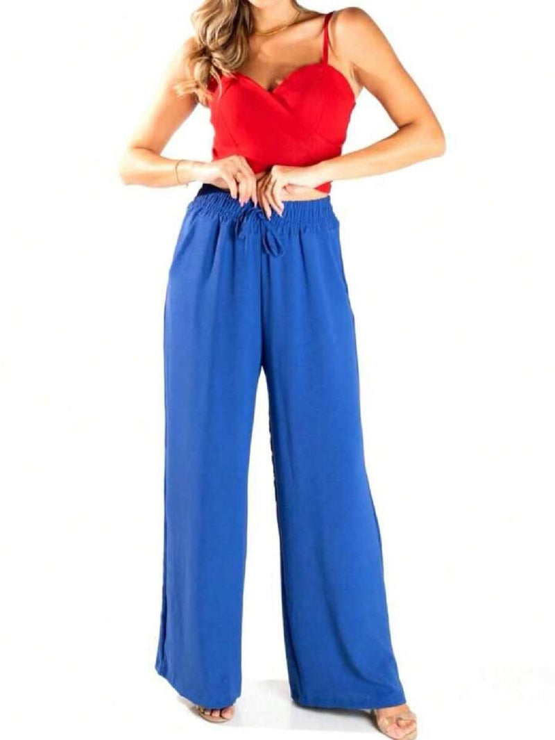 Calça Pantalona Feminina em Duna Cintura Alta