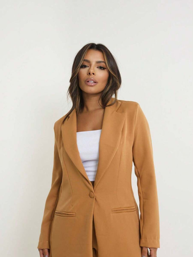 Blazer Feminino Alongado de Alfaiataria com Botão Social Bellizzi 