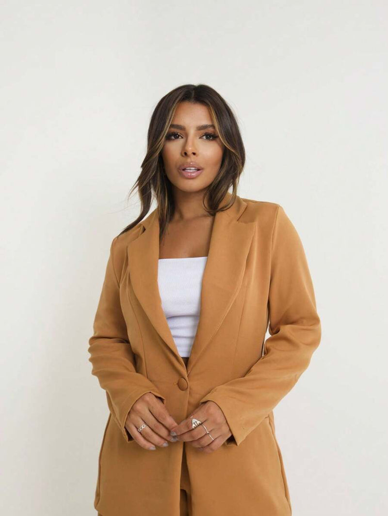 Blazer Feminino Alongado de Alfaiataria com Botão Social Bellizzi 