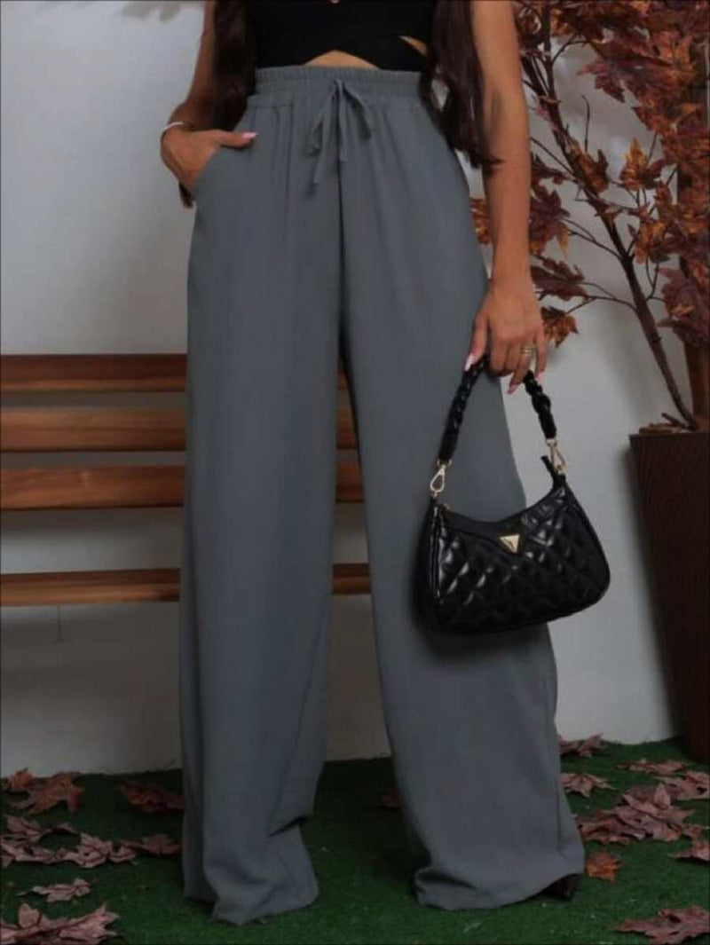 Calça Pantalona Feminina em Duna Cintura Alta