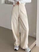 Calça Jeans Feminina Wide Leg Cintura Alta Lavada Bege Bellizzi 