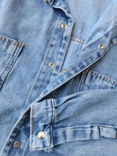 Jaqueta Jeans Feminina de Algodão Ombro Caído Casual Bellizzi 