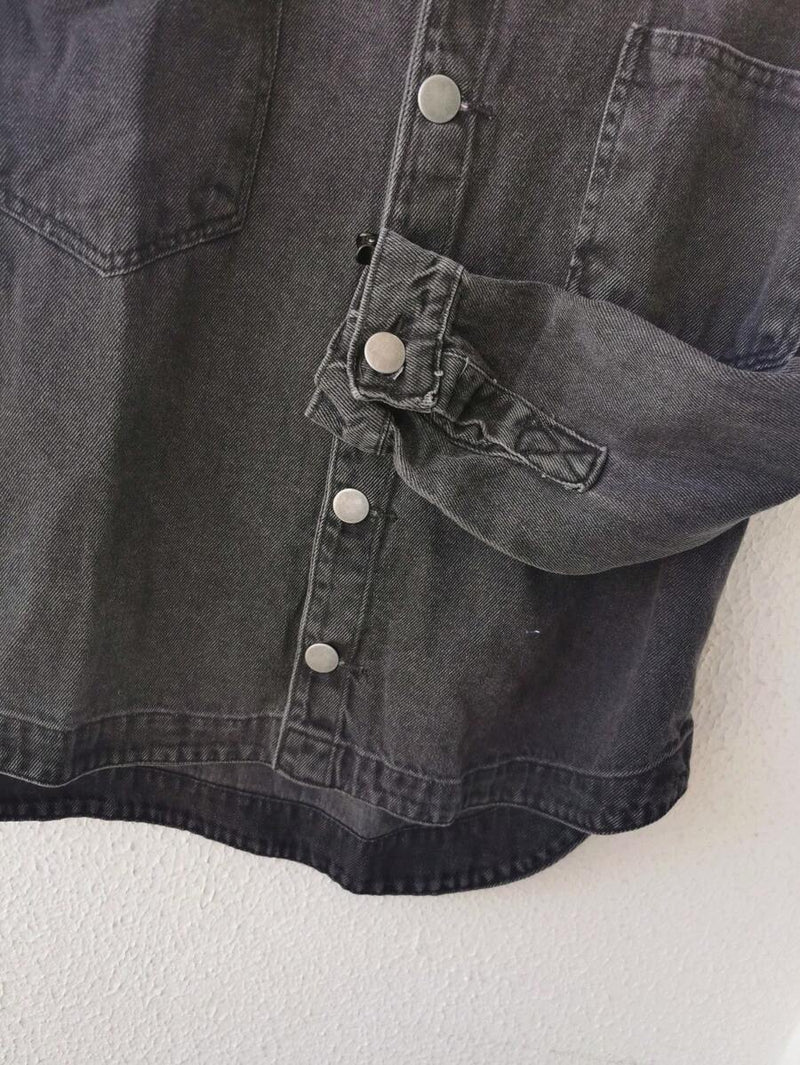 Jaqueta Jeans Feminina de Algodão Ombro Caído Casual Bellizzi 