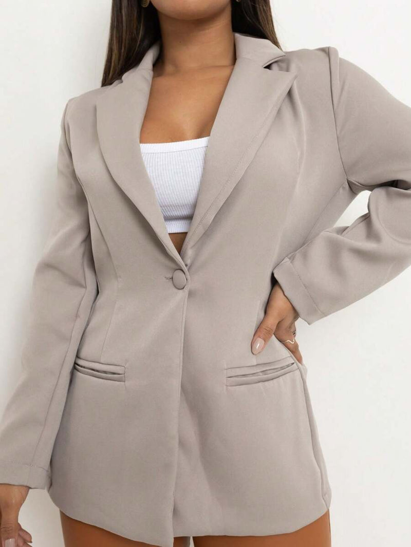 Blazer Feminino Alongado de Alfaiataria com Botão Social Bellizzi 