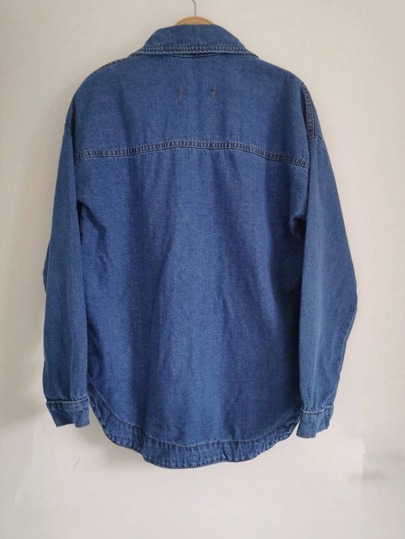 Jaqueta Jeans Feminina de Algodão Ombro Caído Casual Bellizzi 