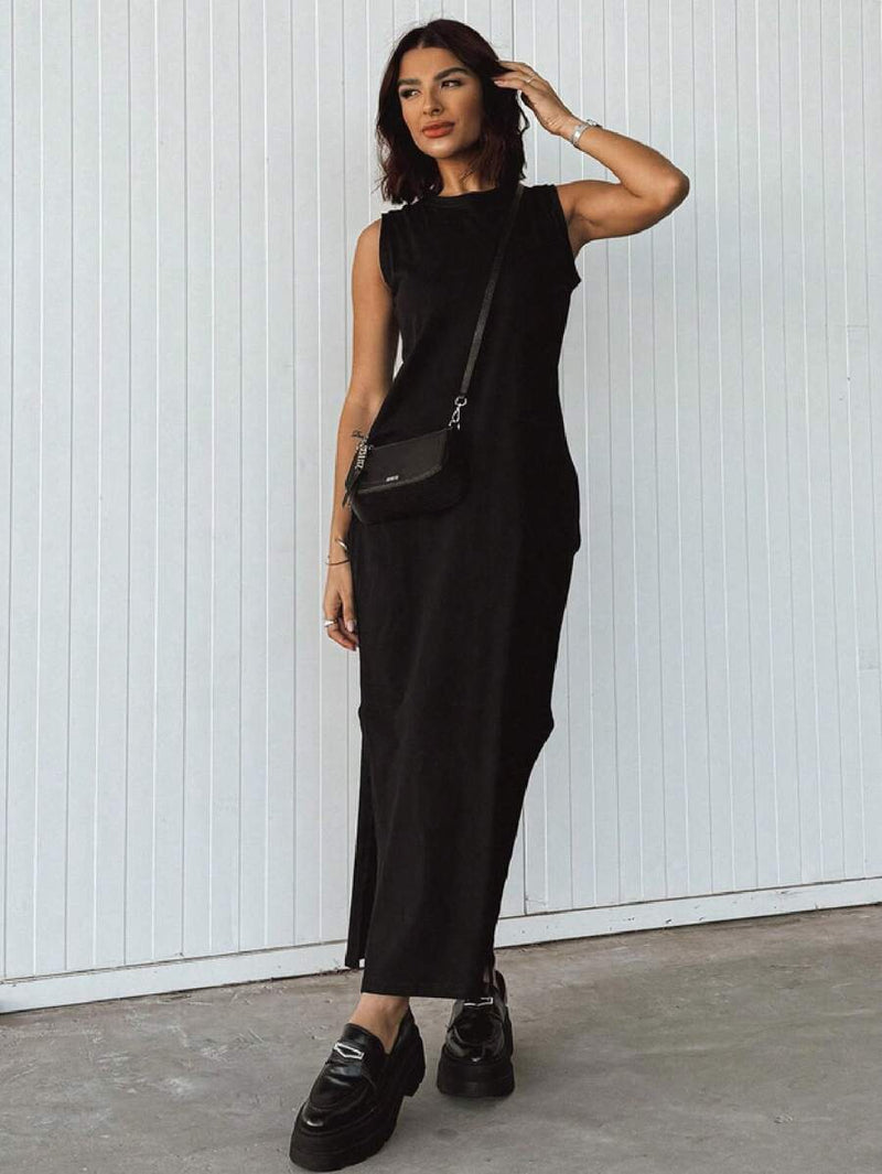 Vestido Longo Feminino Algodão Decote Cavado Elegante Bellizzi 