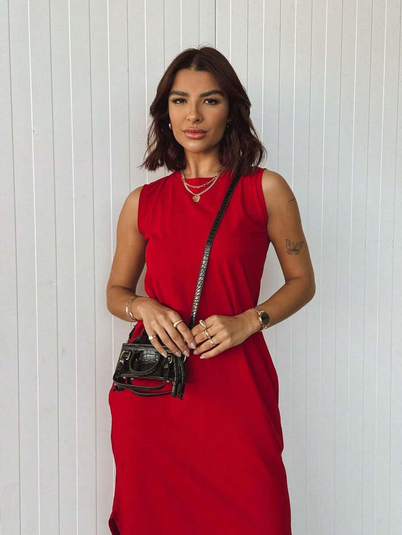 Vestido Longo Feminino Algodão Decote Cavado Elegante Bellizzi 