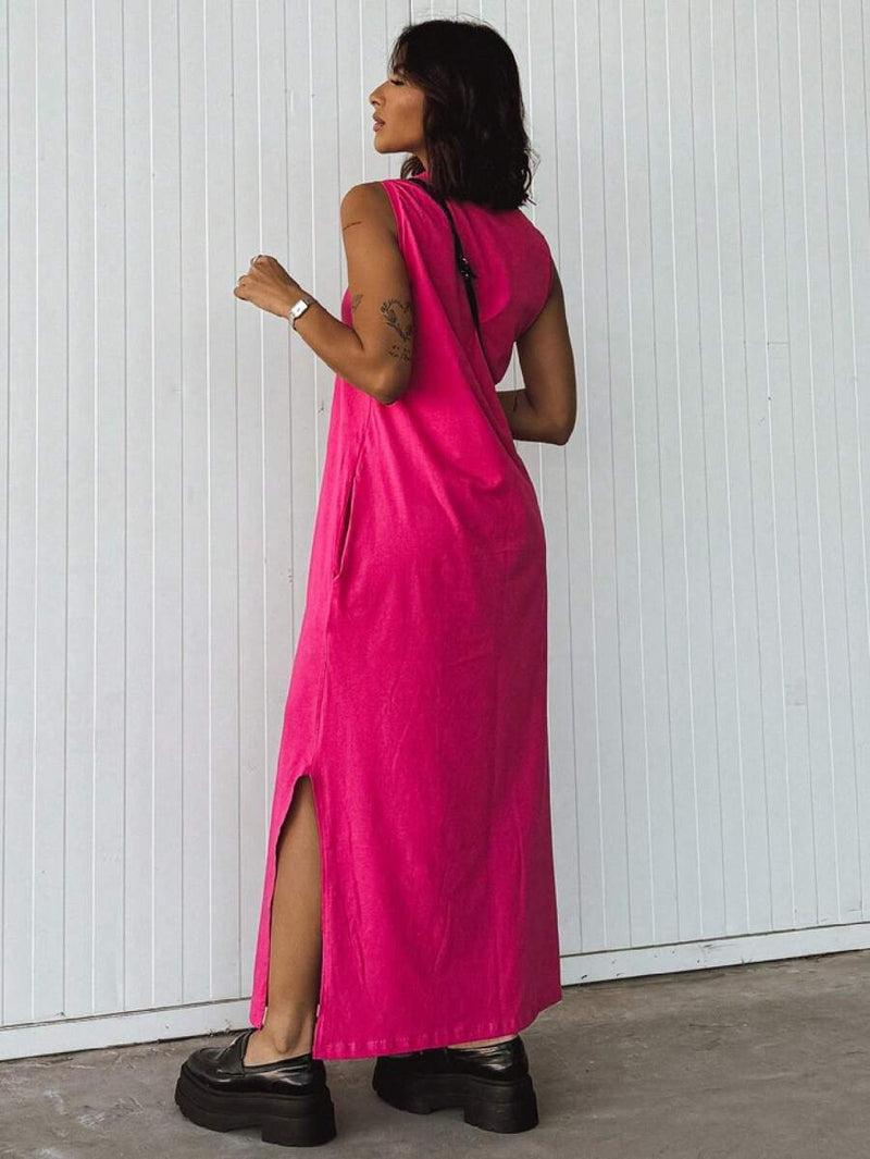 Vestido Longo Feminino Algodão Decote Cavado Elegante Bellizzi 