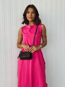 Vestido Longo Feminino Algodão Decote Cavado Elegante Bellizzi 