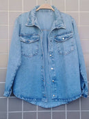 Jaqueta Jeans Feminina de Algodão Ombro Caído Casual Bellizzi 