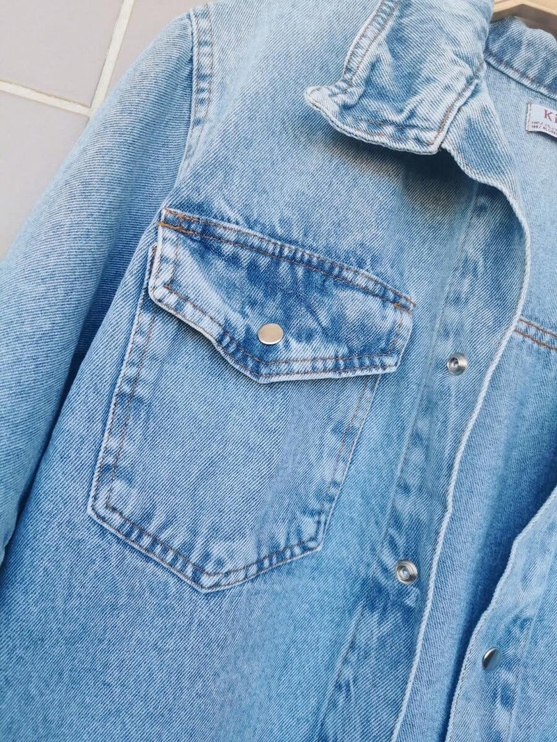 Jaqueta Jeans Feminina de Algodão Ombro Caído Casual Bellizzi 