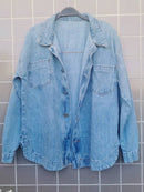 Jaqueta Jeans Feminina de Algodão Ombro Caído Casual Bellizzi 