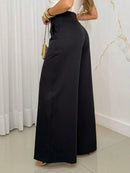 Calça Feminina Poliéster Alfaiataria Cintura Alta Pantalona Bellizzi 