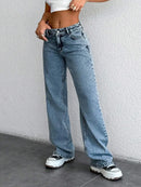 Calça Jeans Feminina Marmorizada 100% Algodão Wide Leg Bellizzi 