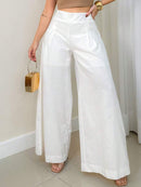 Calça Pantalona Feminina em Cambraia com Zíper e Forro Bellizzi 