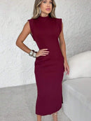 Vestido Longo Feminino Malha Ribana Elegante Bellizzi 