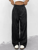 Calça Pantalona Feminina Listrada Poliéster Alfaiataria Bellizzi 