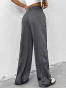 Calça Pantalona Feminina Listrada Poliéster Alfaiataria Bellizzi 