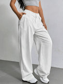 Calça Pantalona Feminina Listrada Poliéster Alfaiataria Bellizzi 