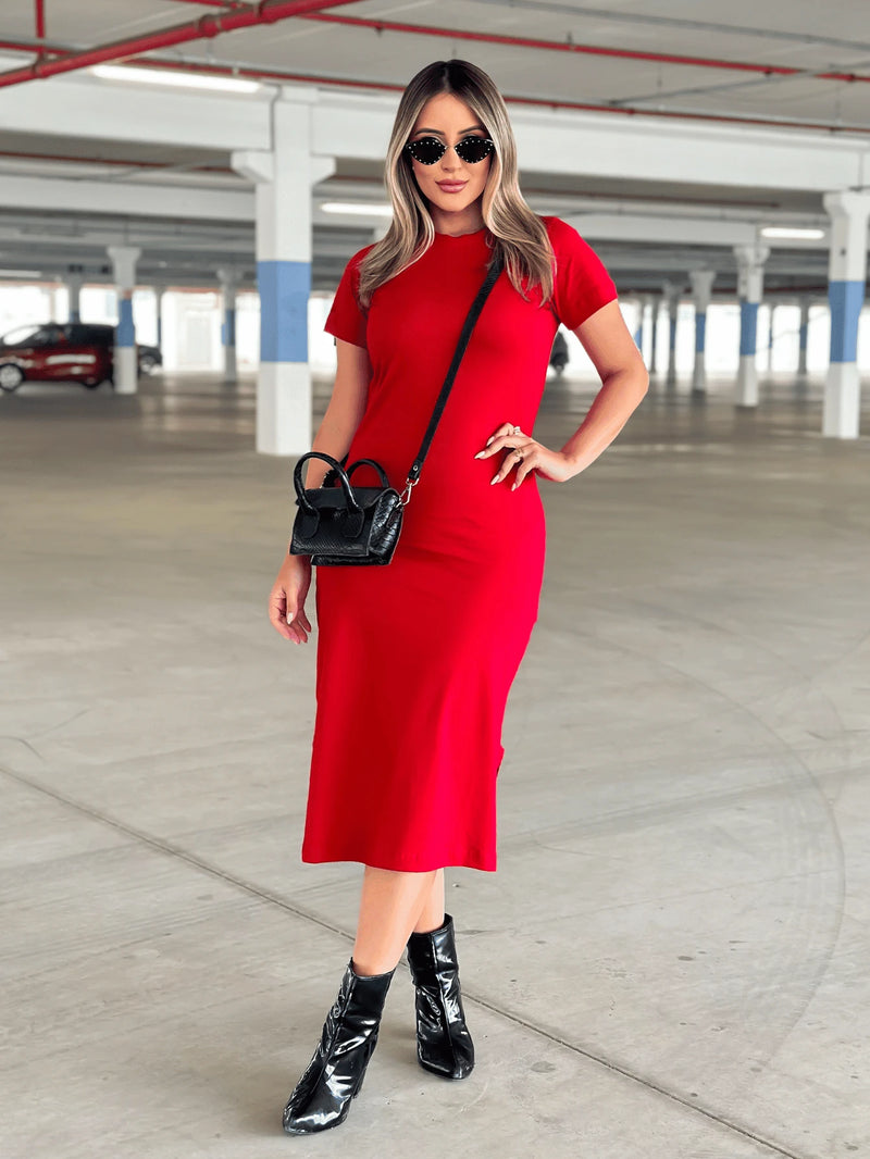 Vestido Midi Feminino 100% Algodão Premium Confortável Bellizzi 