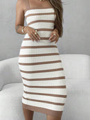 vestido da alca listrada comprida tricot modal feminina jovem Bellizzi 