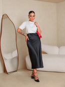 Saia em Cetim Midi com Elástico Bellizzi 