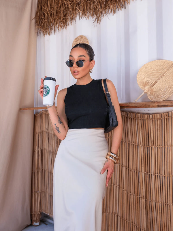 Saia em Cetim Midi com Elástico Bellizzi 