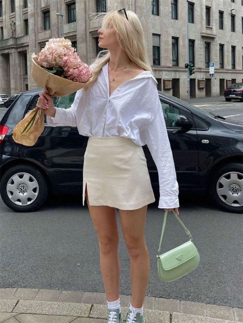 saia fenda dentro com short fk moda Bellizzi 