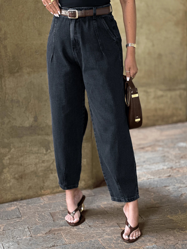 Calça Jeans Mom Feminina 100% Algodão Casual Saina Office Bellizzi 