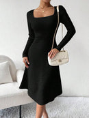 Vestido Longo Feminino Tricô Canelado Manga Longa Casual Bellizzi 