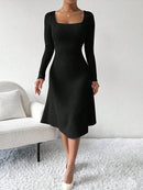 Vestido Longo Feminino Tricô Canelado Manga Longa Casual Bellizzi 