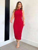 Vestido Midi Feminino Fio Modal Slim Fit Elegante Bellizzi 