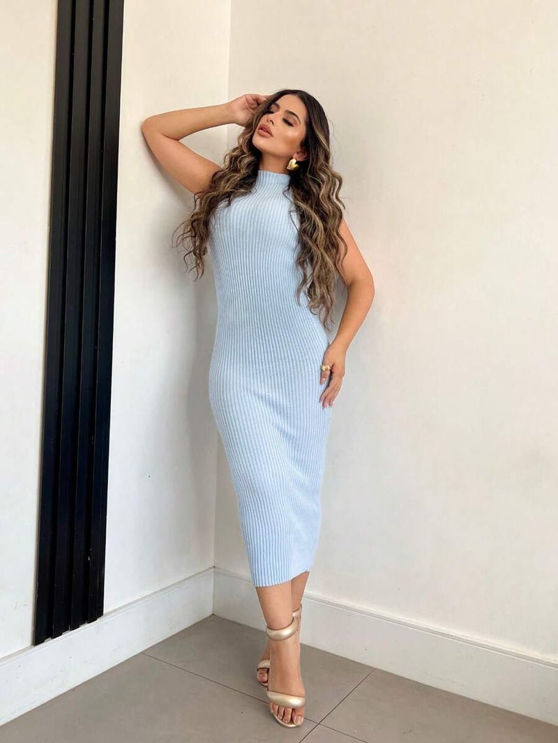 Vestido Midi Feminino Fio Modal Slim Fit Elegante Bellizzi 