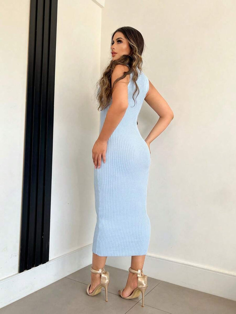 Vestido Midi Feminino Fio Modal Slim Fit Elegante Bellizzi 