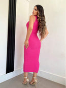 Vestido Midi Feminino Fio Modal Slim Fit Elegante Bellizzi 