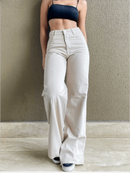 Calça Wide Leg Pantalona Feminina Jeans Cintura Alta Bellizzi 