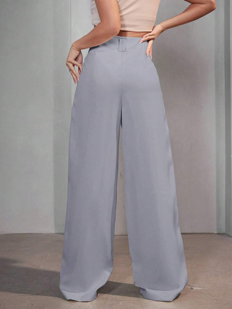 Calça Pantalona Feminina Alfaiataria Cintura Alta Perna Larga Bellizzi 