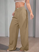 Calça Pantalona Feminina Alfaiataria Cintura Alta Perna Larga Bellizzi 