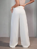 Calça Pantalona Feminina Alfaiataria Cintura Alta Perna Larga Bellizzi 