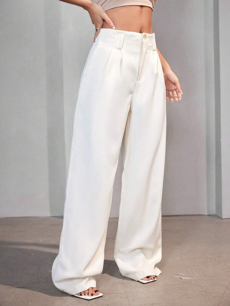 Calça Pantalona Feminina Alfaiataria Cintura Alta Perna Larga Bellizzi 