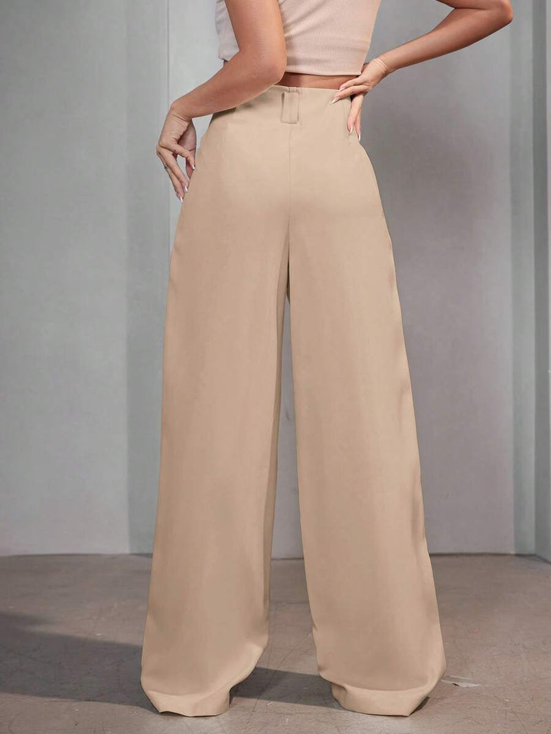 Calça Pantalona Feminina Alfaiataria Cintura Alta Perna Larga Bellizzi 