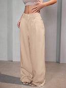 Calça Pantalona Feminina Alfaiataria Cintura Alta Perna Larga Bellizzi 